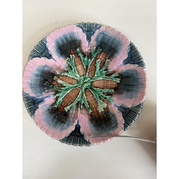 Antique Etruscan Majolica Seaweed Shell Design Plate 6” Collector Gift NOTE Holi - Picture 9 of 16